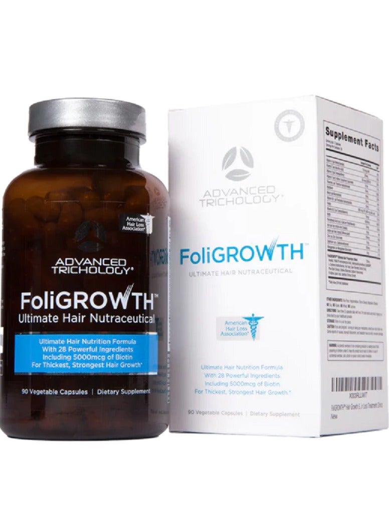 Advanced Trichology مكمل FoliGROWTH لنمو الشعر للحصول على شعر أكثر كثافة وتنشيط الشعر الخفيف وعلاج تساقط الشعر - 90 كبسولة نباتية - Image 3