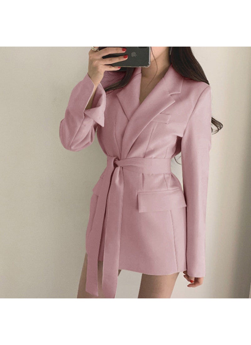 Generic Chic Vintage 2024 Autumn Tied-Waist Blazer Creamy-white  - Image 4