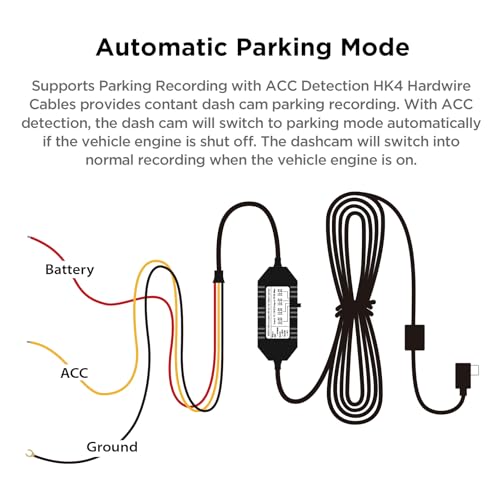 VIOFO HK4 Acc Hardwire Cable, USB-C Hard Wire Cable for A329 series/A229 series/A119Mini2/A139Pro/WM1/T130 Dash Cam, Low Voltage Protection for Parking Mode (Fuse Tap Not Included) - Image 5
