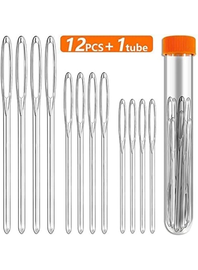 Generic Large Eye Blunt Sewing Needles, Sewing Sharp Needles, Quality Stainless Steel Yarn Knitting Needles, Embroidery Needles for Brocade, Crafting Knitting Weaving Stringing Needles (Silver - 12 Pieces) - Image 3