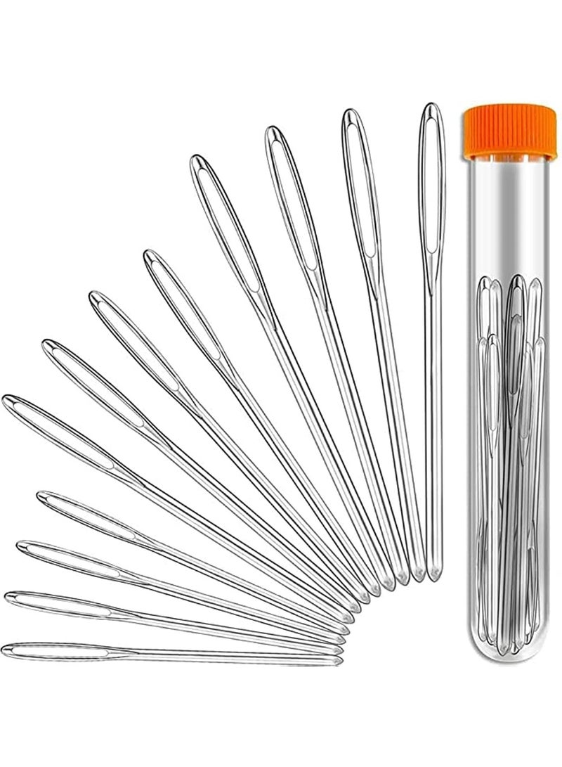 Generic Large Eye Blunt Sewing Needles, Sewing Sharp Needles, Quality Stainless Steel Yarn Knitting Needles, Embroidery Needles for Brocade, Crafting Knitting Weaving Stringing Needles (Silver - 12 Pieces) - Image 1