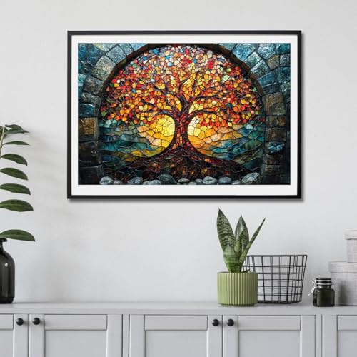 Qiuenisray Wooden Adults Puzzles 200 Pieces Mosaic Tree of Life Jigsaw Puzzles for Women Girl FSC Certified Wall Decor Unique Animal Shape Puzzles Pieces Wood Gift for Family Game 109x73 in - Image 5