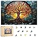 Qiuenisray Wooden Adults Puzzles 200 Pieces Mosaic Tree of Life Jigsaw Puzzles for Women Girl FSC Certified Wall Decor Unique Animal Shape Puzzles Pieces Wood Gift for Family Game 109x73 in - Image 2