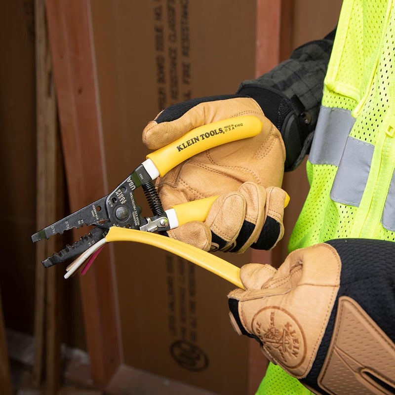 Klein Tools K1412 Wire Cutter / Wire Stripper, Made in USA, Dual NM Cable Stripper / Cutter Cuts Solid Copper Wire, Strips 12 and 14 AWG Solid Wire - Image 2