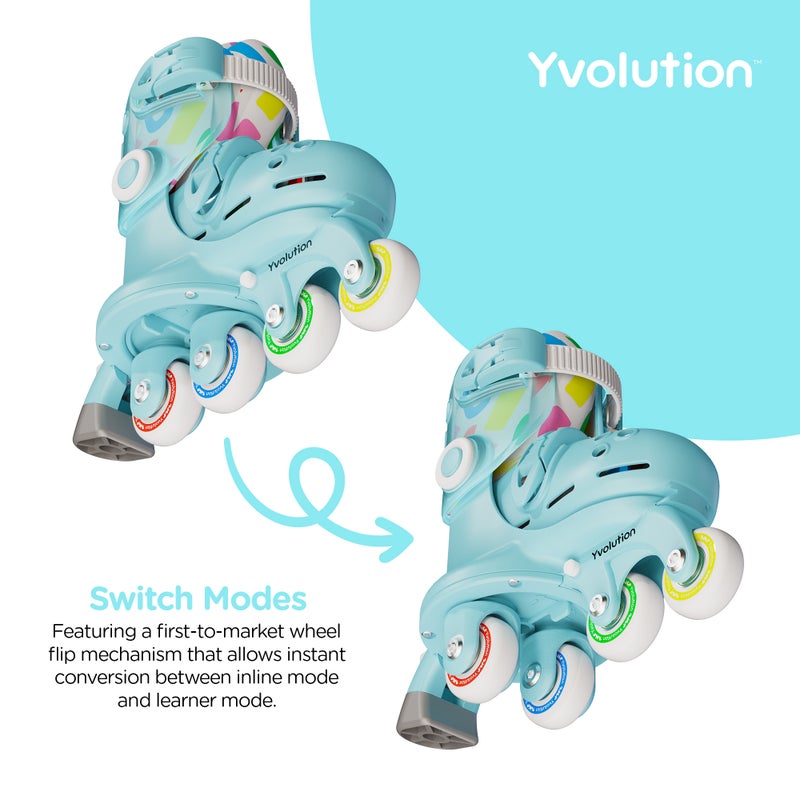 Yvolution Twista Kids Skates - 12J-3 |  2-in-1 Inline & Roller Skates, Grow With Me Sizing, Secure Buckle System, Smooth Wheels, Stable Beginner Skates for Boys & Girls - Image 4