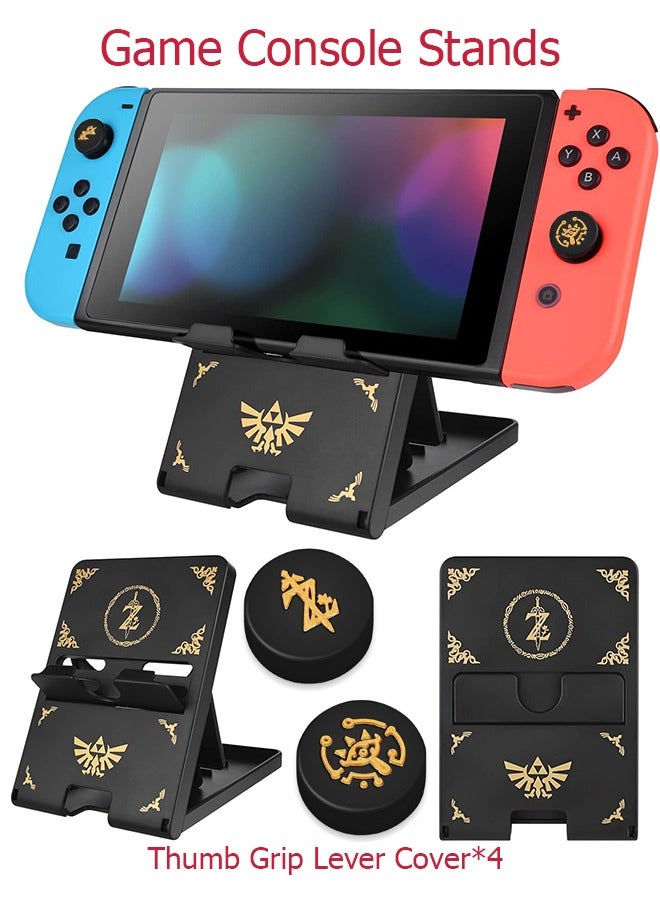 Wffo Game Console Stands - Compatible with Switch/Switch OLED/Switch Lite Switch Stand - 4 PiecesThumb Grip Stick Cover - for Nintendo Switch Thumb Grips - Foldable Switch Stand Compact Design - Adjustable Gaming Desktop Stand for Nintendo Switch Console - Image 1