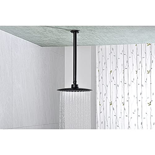 Anpean 12 Inch Shower Arm and Flange Matte Black, Ceiling Mounted Shower Arm for Rain Shower Head - Image 2