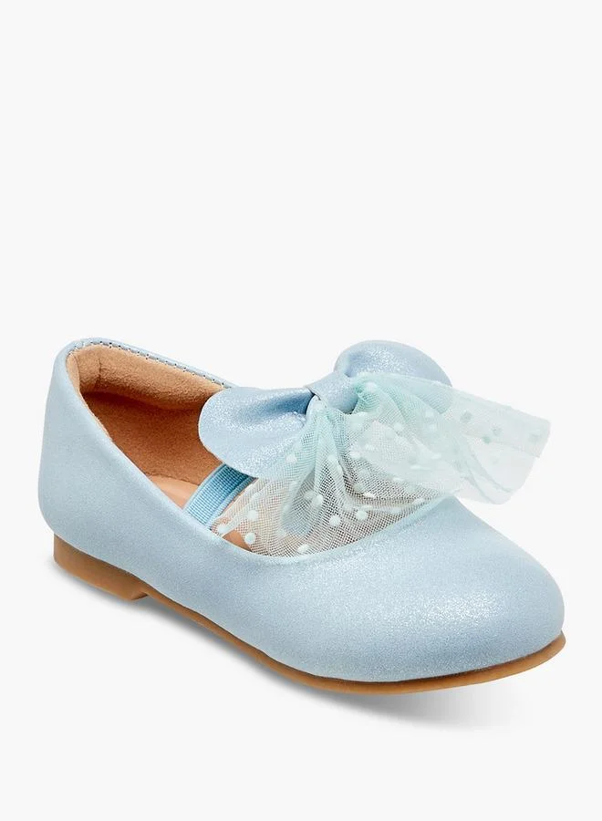 Juniors Bow Accent Slip-On Ballerina Shoes With Elastic Strap