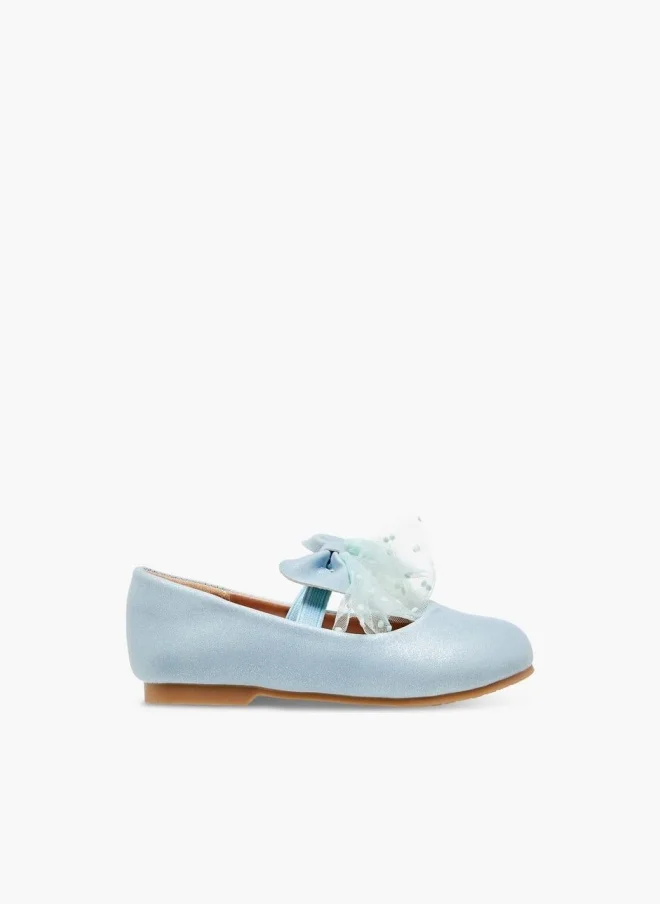 Juniors Bow Accent Slip-On Ballerina Shoes With Elastic Strap