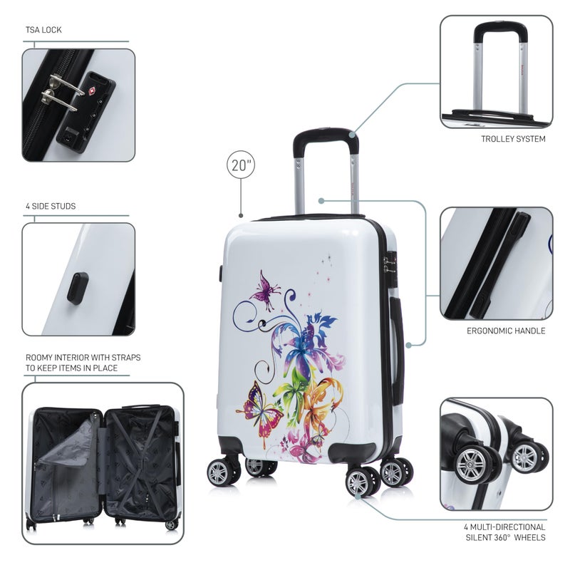 InUSA Fusion Print Luggage with Spinner Wheels | Durable Lightweight Hardside Suitcase | Travel Bag with Handle and Trolley | 20 Inch Carry-On Spinner Luggage - Image 4