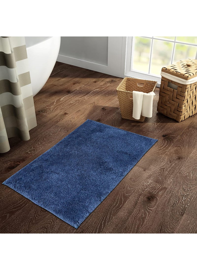 SPACES Exotica Drylon Anti Skid Stain Resistant Quick Dry Bath Mats Small (Solid, 40cmx60cm) - Dark Blue  - Image 1