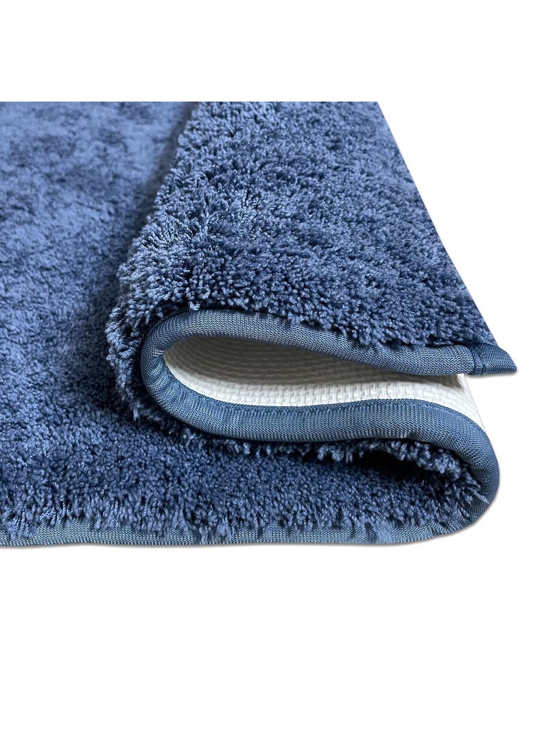 SPACES Exotica Drylon Anti Skid Stain Resistant Quick Dry Bath Mats Small (Solid, 40cmx60cm) - Dark Blue  - Image 4