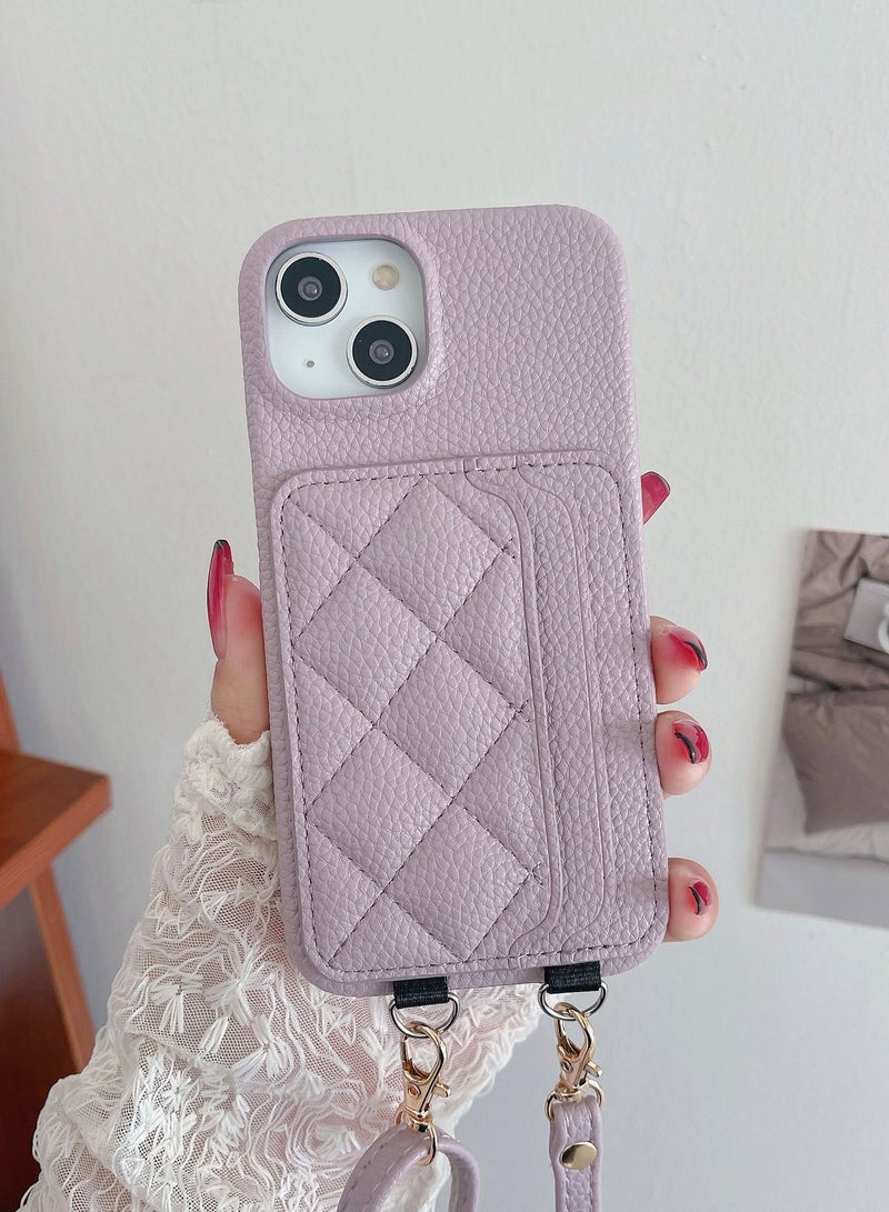 Suteni Crossbody Strap Back Cover Card Slots Leather Phone Case for iPhone