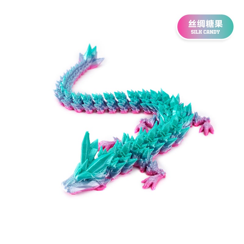 3D Printed Crystal Gem Dragon Figurine Set – Movable Joints Modern Art Decoration - Image 1