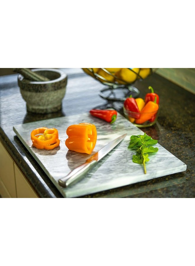 ebuns Marble Cutting Board for Kitchen, Serving, Pastry, Charcuterie, Cheese - 16” x 12” and 16” Marble Rolling Pin Combo - Nonslip Feet for Stability - Accessories For Bakers, Gift Home Decor ideas - Image 3