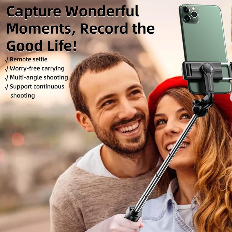Hold Up عصا السيلفي، عصا سيلفي قابلة للتمديد مع جهاز تحكم عن بعد لاسلكي وحامل ثلاثي القوائم، محمولة، خفيفة الوزن، متوافقة مع جميع الهواتف الذكية والمحمولة (أسود) - Image 4