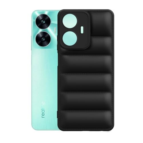 Plus Puffer Case Camera Protection Soft Back Cover for Realme Narzo N55 |Realme C55 - Black - Image 3
