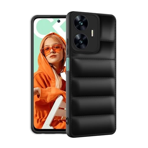 Plus Puffer Case Camera Protection Soft Back Cover for Realme Narzo N55 |Realme C55 - Black - Image 2