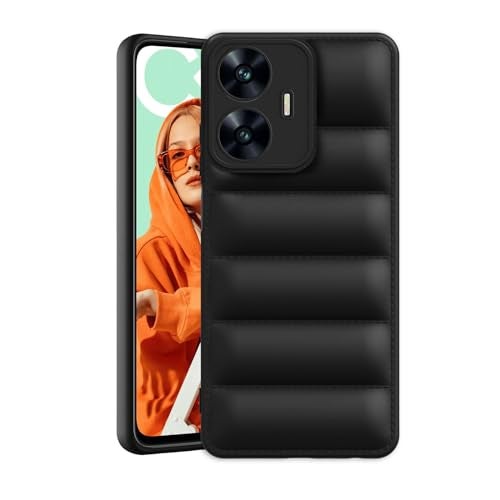 Plus Puffer Case Camera Protection Soft Back Cover for Realme Narzo N55 |Realme C55 - Black - Image 1