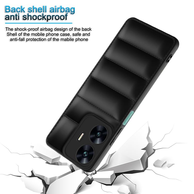 Plus Puffer Case Camera Protection Soft Back Cover for Realme Narzo N55 |Realme C55 - Black - Image 4