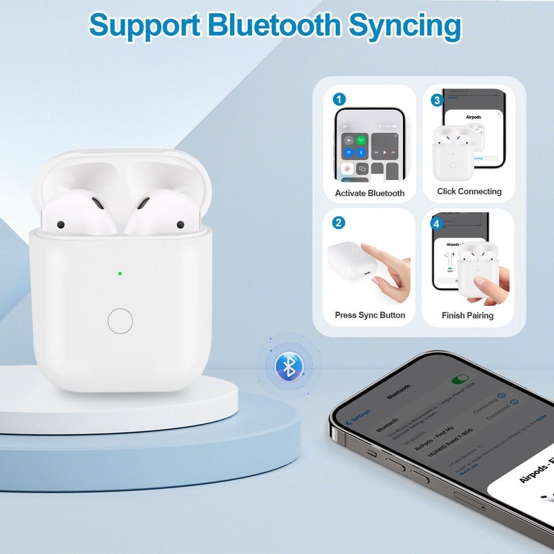 إكسفور حالة شحن لاسلكية متوافقة مع AirPods الجيل الأول والثاني، حالة شحن بديلة مزودة بزر توصيل عبر البلوتوث، بدون سماعات الأذن. - Image 4