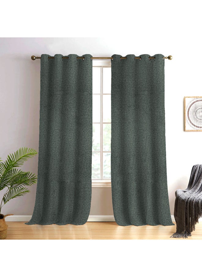 Naguib Selim Curtains House Veral Semi Leather Soft Velour Fabric Steel Grommets For Living Rooms 1 Piece-140 x 280 cm  - Image 1