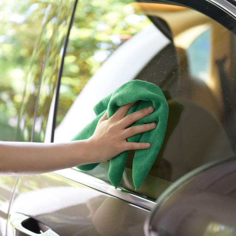 CARCAREZ Premium Microfiber Detailing Towels, 340 GSM Lint Free Car Buffing Waxing Polishing Drying Towel, Pack of 6 (Green) - Image 4