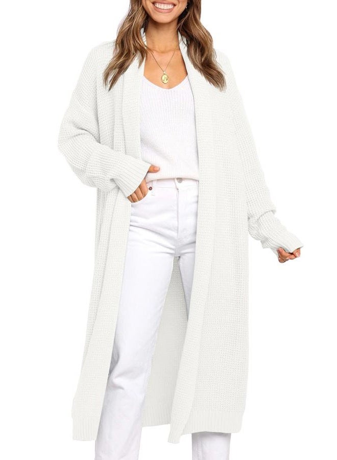 LILLUSORY Long Cardigan Sweaters for Women Fall Trendy Oversized Open Front Winter Coat, White, L - Image 1