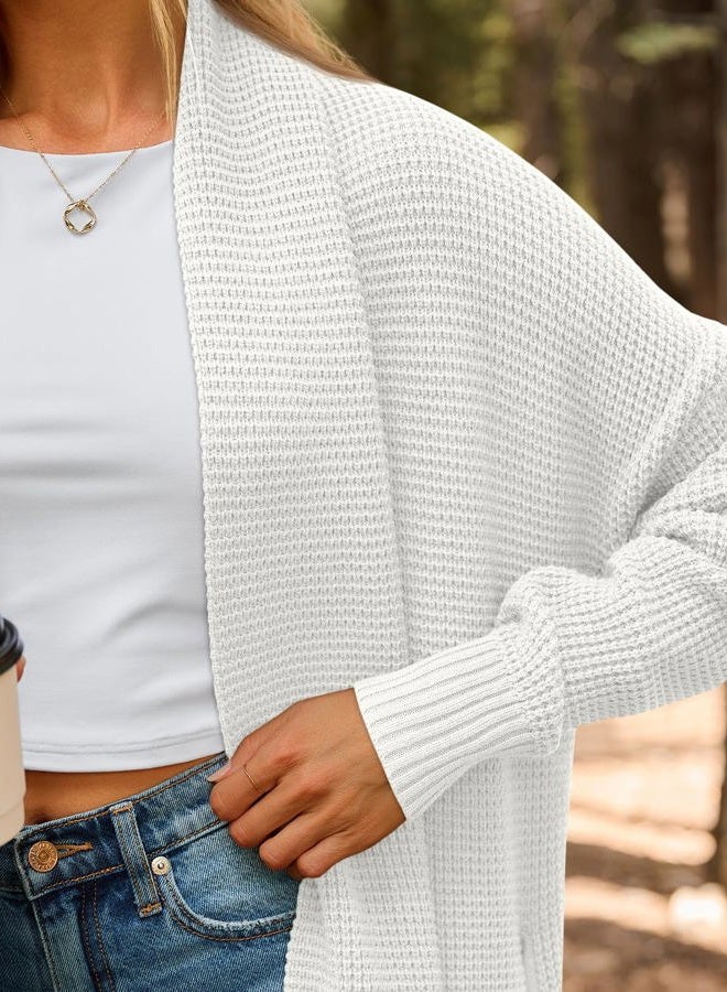 LILLUSORY Long Cardigan Sweaters for Women Fall Trendy Oversized Open Front Winter Coat, White, L - Image 5