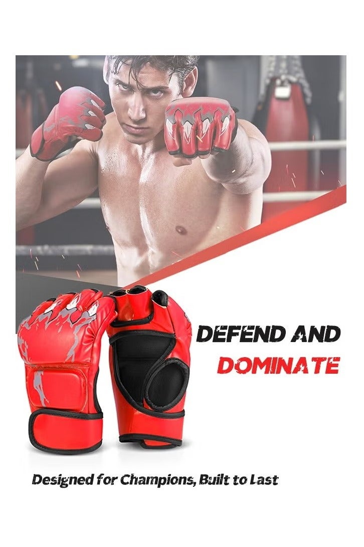 أم أم أيه قفازات MMA وقفازات ملاكمة بدون أصابع للرجال والنساء والشباب المراهقين، قفازات UFC Grappling Kickboxing للتدريب على كيس الملاكمة وقفازات الضرب Muay Thai وقفازات فنون قتالية مقطوعة - Image 1