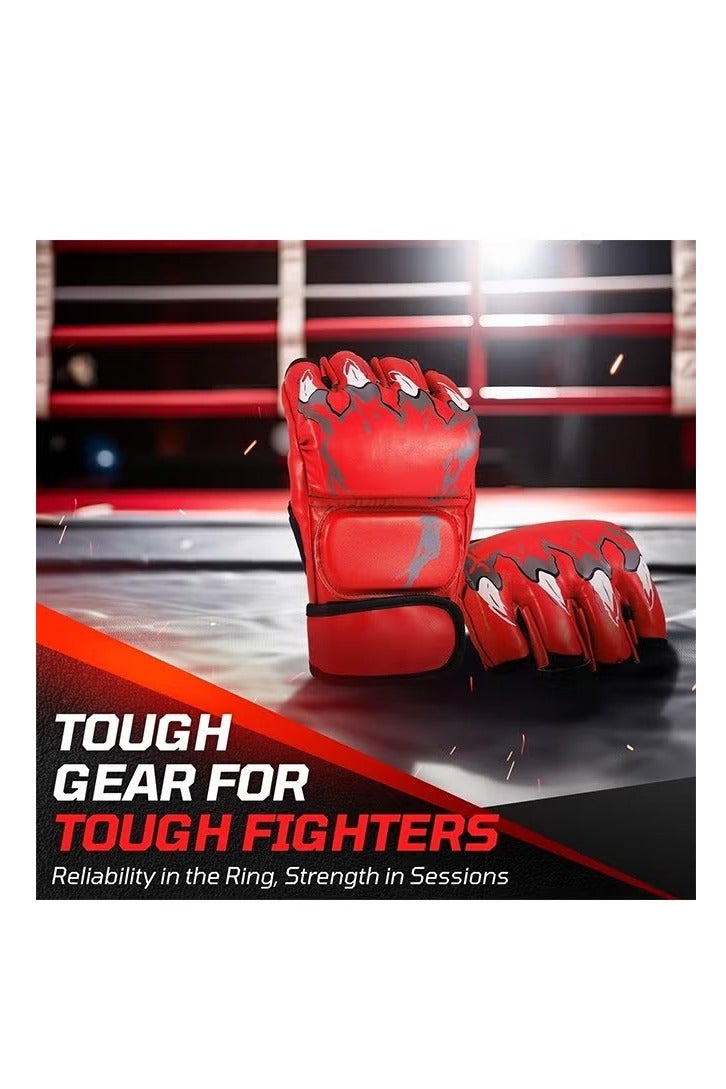 أم أم أيه قفازات MMA وقفازات ملاكمة بدون أصابع للرجال والنساء والشباب المراهقين، قفازات UFC Grappling Kickboxing للتدريب على كيس الملاكمة وقفازات الضرب Muay Thai وقفازات فنون قتالية مقطوعة - Image 2