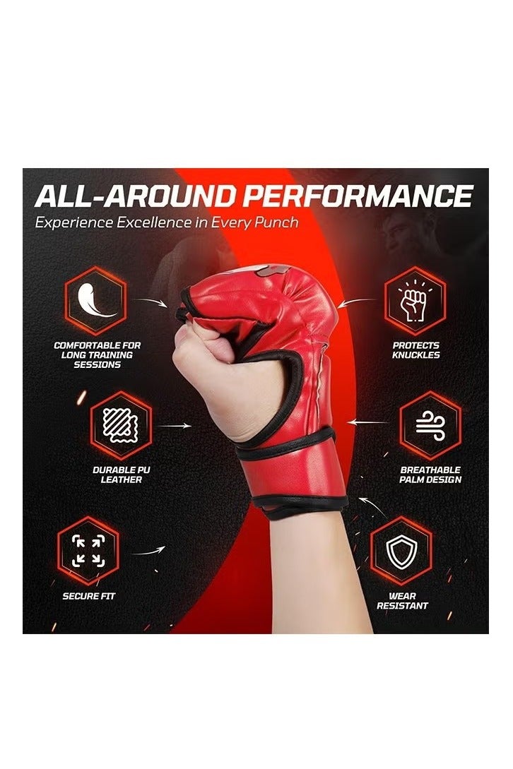 أم أم أيه قفازات MMA وقفازات ملاكمة بدون أصابع للرجال والنساء والشباب المراهقين، قفازات UFC Grappling Kickboxing للتدريب على كيس الملاكمة وقفازات الضرب Muay Thai وقفازات فنون قتالية مقطوعة - Image 4