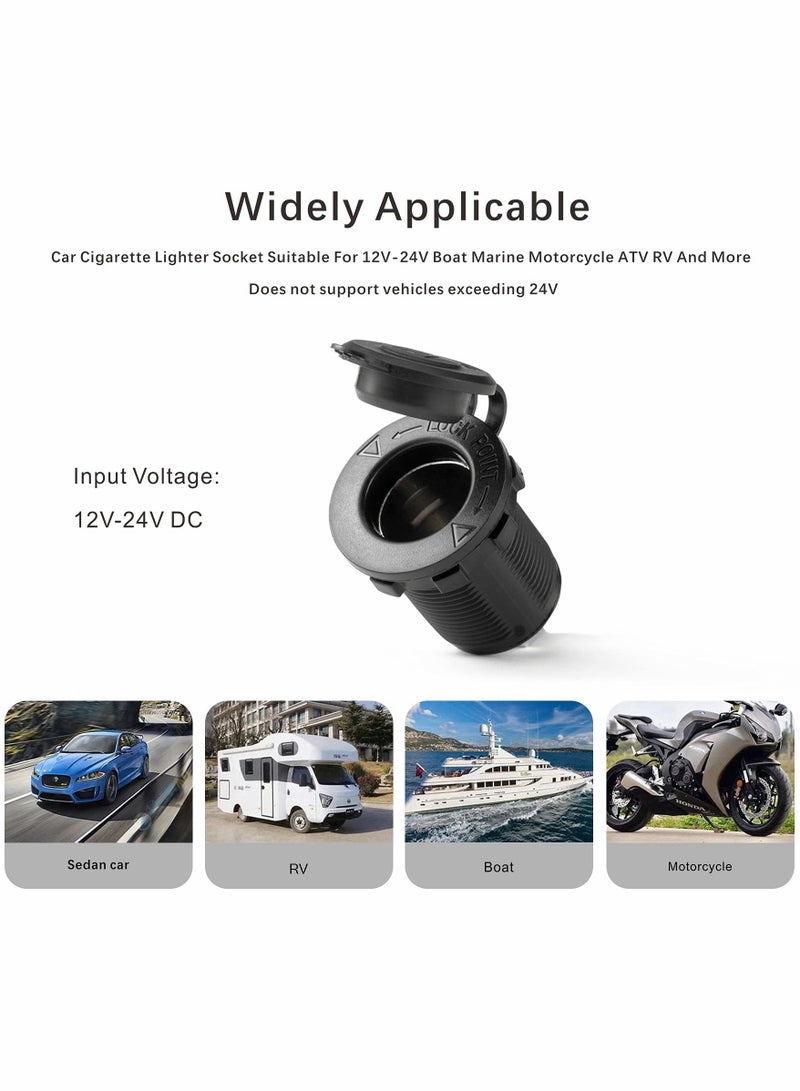 Excefore Universal 12V/24V Car Cigarette Lighter Socket, for Car Marine Motorcycle ATV RV and More, Car Interior Accessories with Waterproof Receptacle  - Image 3