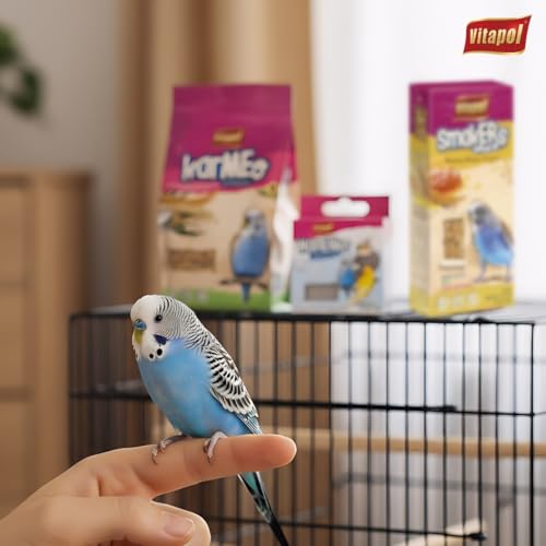 Vitapol Budgie Care Combo – Food for Budgie 500g + Honey Smakers 90g + Natural Mineral Block 35g | Complete Nutrition & Treat Pack for Healthy Birds (Pack of 1, Budgie Combo) - Image 3