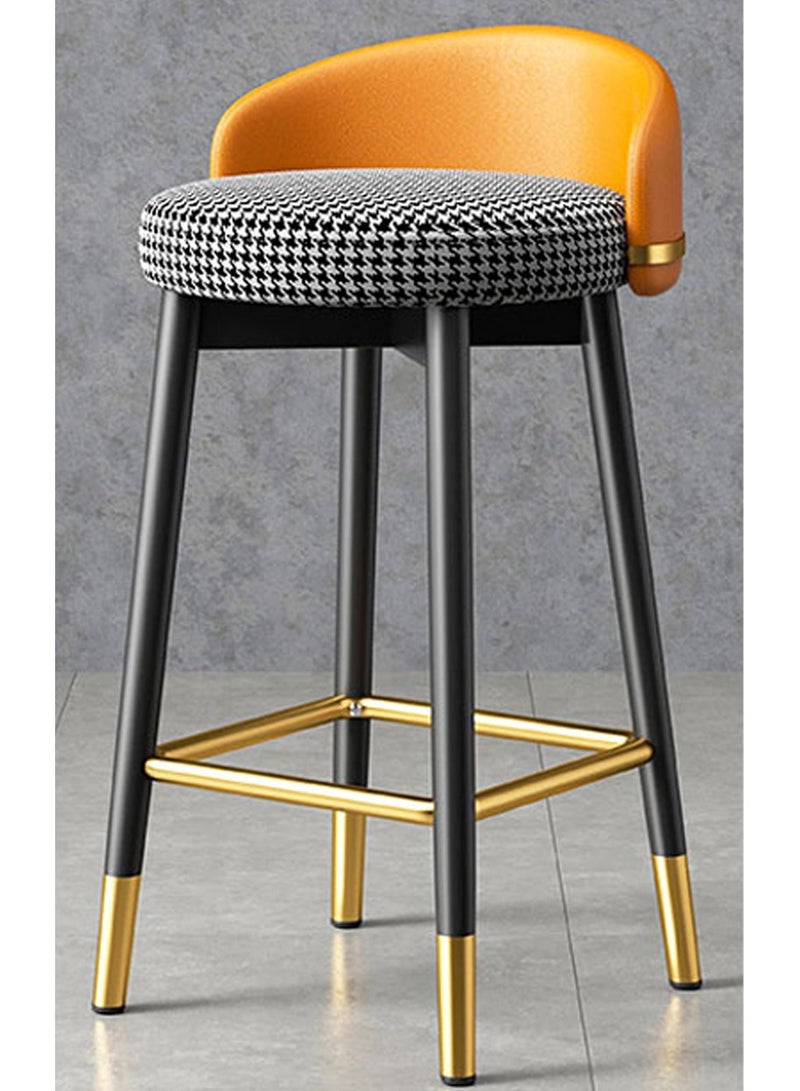 DubaiGallery Bar Stools Nordic Bar Chair Luxury Home Bar Stool Metal Legs with Velvet Cushion High Chair Bar Chair Back Bar Stoola Bar Chairs