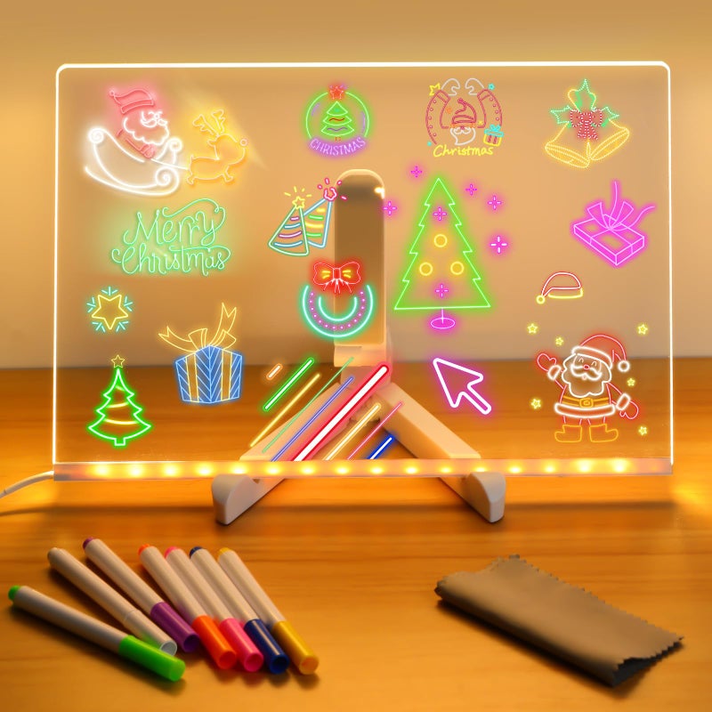 AUJ Led Note Board with Colors Light Up Acrylic Message Board Glowing Acrylic Dry Erase Board with Light Led Boards to Write On Led Writing Board Led Drawing Board Large118 79 inches - Image 2
