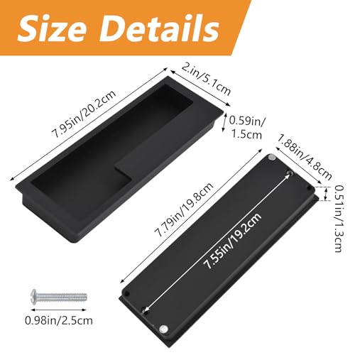 MOROBOR Aluminum Alloy Flush Pull Handles 4pcs Embedded Sliding Door Handle 795 Modern Simple Door Pull Handle for Sliding Barn Drawer Cupboard WardrobeMatte Black - Image 3