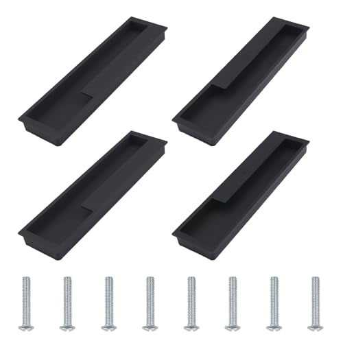MOROBOR Aluminum Alloy Flush Pull Handles 4pcs Embedded Sliding Door Handle 795 Modern Simple Door Pull Handle for Sliding Barn Drawer Cupboard WardrobeMatte Black - Image 1