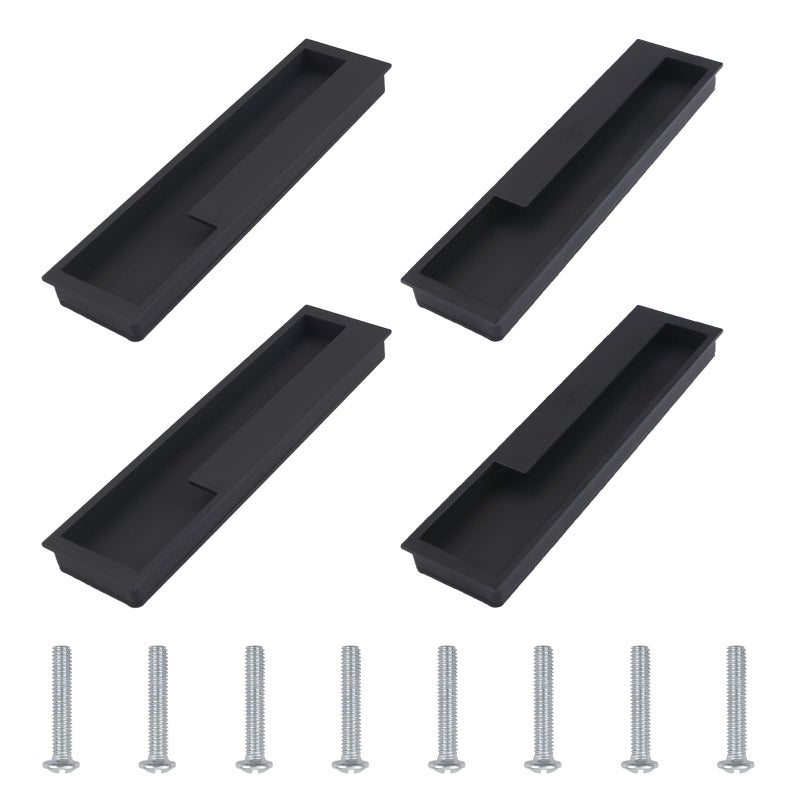 MOROBOR Aluminum Alloy Flush Pull Handles 4pcs Embedded Sliding Door Handle 795 Modern Simple Door Pull Handle for Sliding Barn Drawer Cupboard WardrobeMatte Black - Image 2