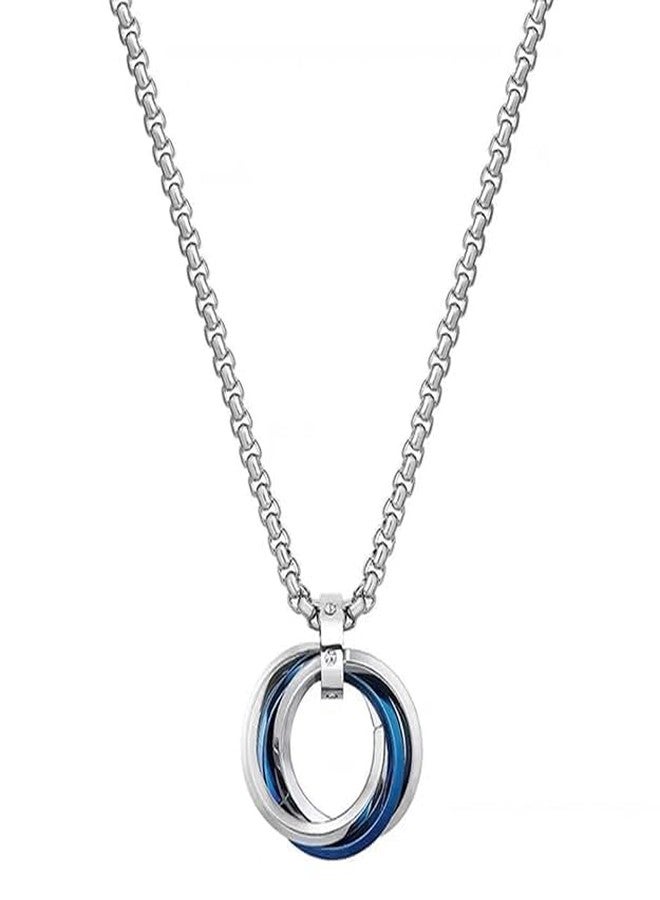 Sukhad Double Ring Pendant Necklace for Men & Women | Stainless Steel Couple Necklace | Stylish Interlocking Circle Chain Pendant Jewelry Gift - Image 1