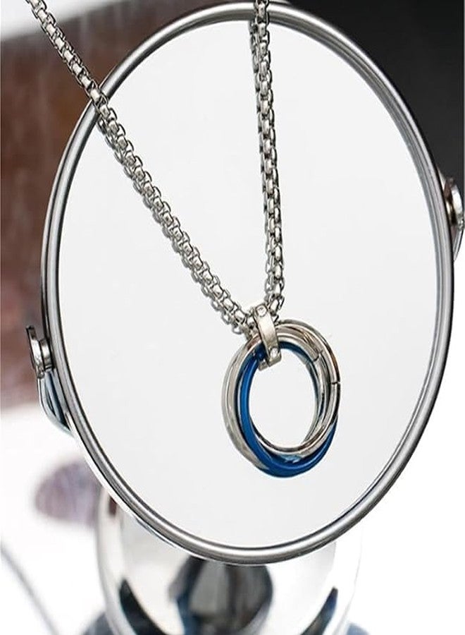 Sukhad Double Ring Pendant Necklace for Men & Women | Stainless Steel Couple Necklace | Stylish Interlocking Circle Chain Pendant Jewelry Gift - Image 4
