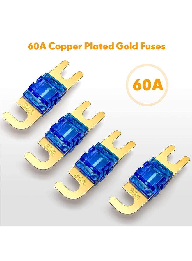 LAMAY Mini ANL Fuse Holder, Copper 0/2/4 Gauge to 4/6/8 Gauge 60 Amp Fuse Distribution Block for Car Truck Boat Audio Stereo Amplifier(A) - Image 5