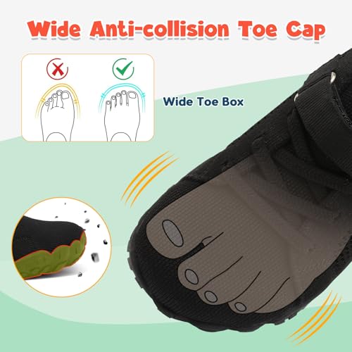 LeIsfIt Kids Girls Boys Shoes Wide Barefoot Shoes Kids Anti-Slip Sneakers Lightweight Hiking Sneakers for Toddler Little Big Kid Black 10 Toddler - Image 3