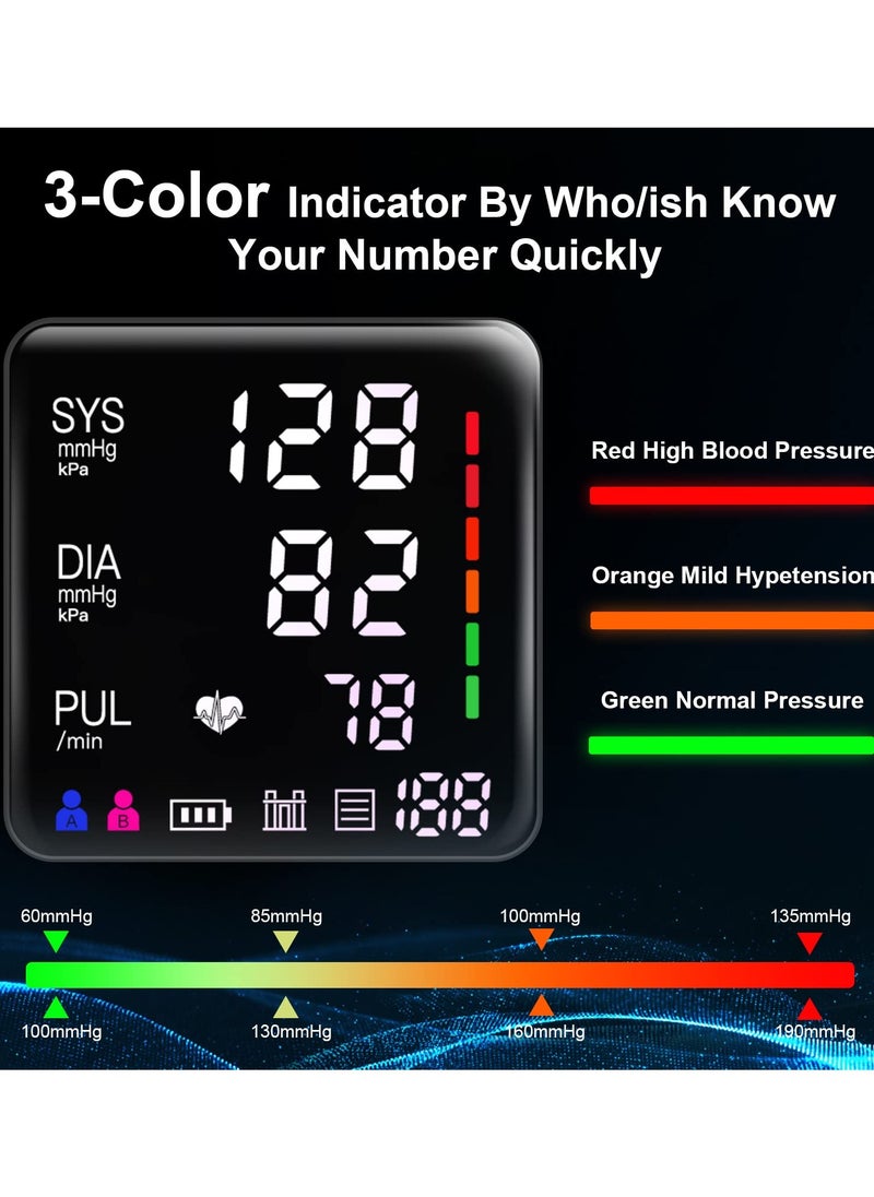 Joshberg - Blood Pressure Monitor, 9-17'' & 13-21'' Extra Large Blood Pressure Cuff Upper Arm, LED Color Backlit Screen Automatic Digital Blood Pressure Machine with USB Cable - Image 1