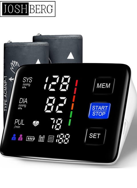 Blood Pressure Monitor, 9-17'' & 13-21'' Extra Large Blood Pressure Cuff Upper Arm, LED Color Backlit Screen Automatic Digital Blood Pressure Machine with USB Cable