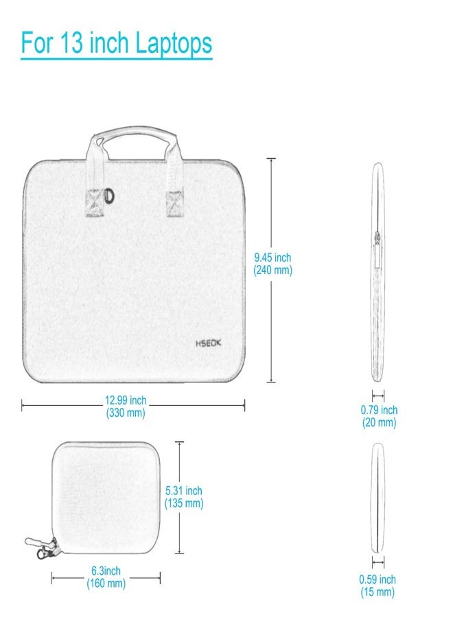 HSEOK Elastic Laptop Case 13 inch Briefcase with Small Accessory Case for 13" MacBook Pro 2016-2021 M1/A2338 A2251 A2289 A2159, MacBook Air 2018-2021 M1/A2337 A2179 A1932, XPS 13,P02K01 - Image 3