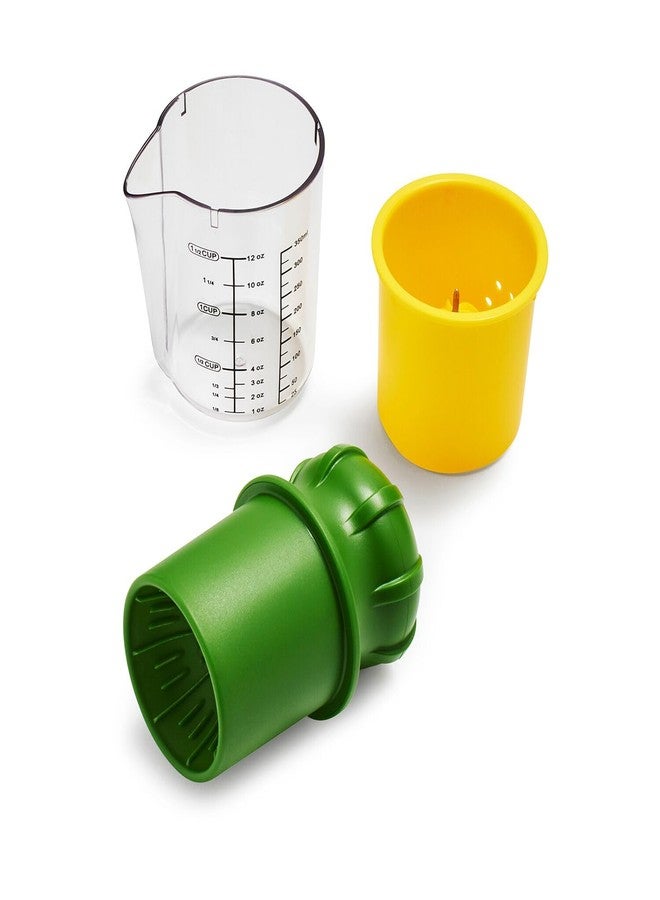 Sur La Table Manual Citrus Juicer – High-Performance Hand Juicer with Clear Measuring Cup, Yellow Reaming Cone, Green Plunger & Metal Prong for Maximum Juice Extraction - Image 1