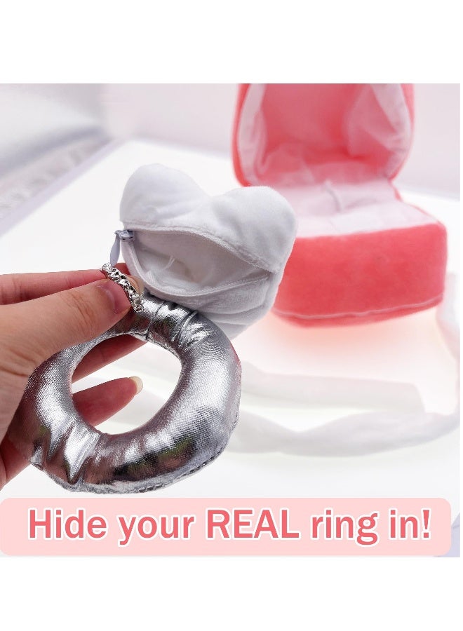 Plush Ring Box Toy Funny Gifts Couples Ideas Hide Surprise Oversized Ring Sets Plush Couple Ring Surprise Gift Machine Washable Love Ring Case Pink  - Image 1