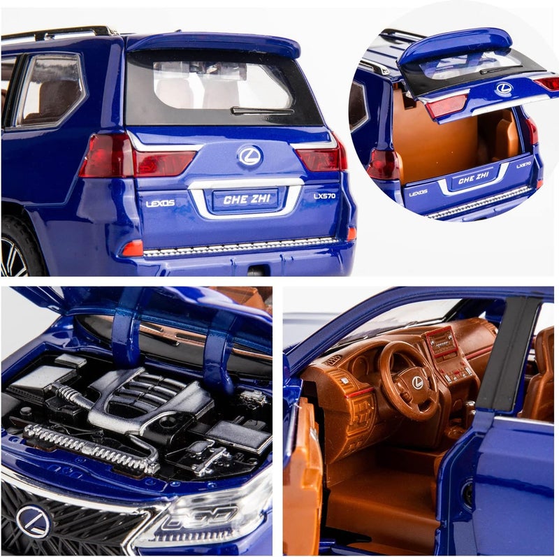 BDTCTK Kids Boy and Girl 1/24 Lexus 570 Off-Road in Luxury SUV Model Car Toy(Blue) - Image 2