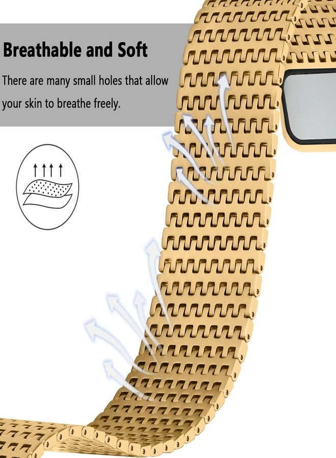 Anlinser Bands Compatible with Apple Watch Band 46mm 45mm 44mm 42mm for Women Men, Magnetic Metal Bands Stainless Steel Loop Strap with Case Designed for iWatch Series 10 9 8 7 6 5 4 3 SE, Gold - Image 5